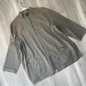 Eileen Fisher Jacket cotton linen open womens Tan (size 1x) lagenlook natural
